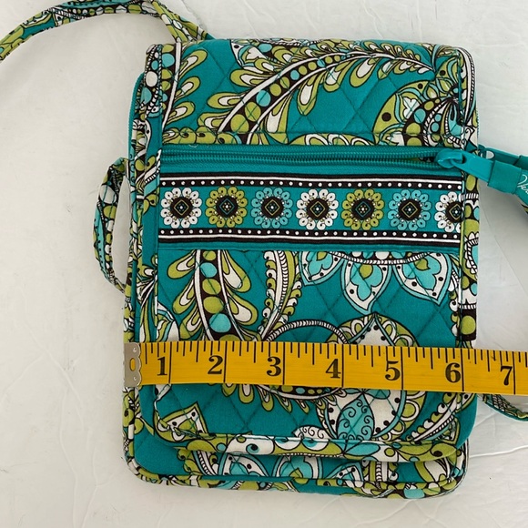 Vera Bradley retired peacock pattern crossbody purse in turquoise & yellow/green - Picture 3 of 16